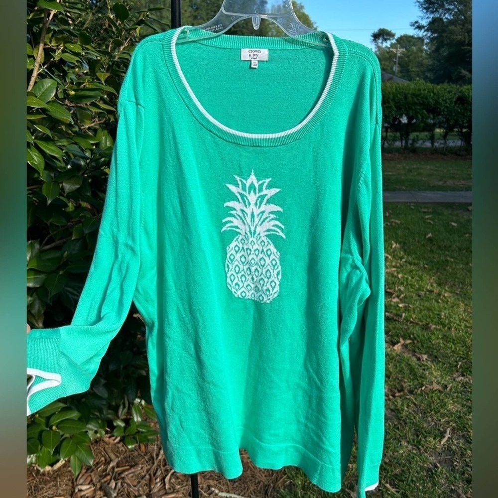 # Crown & Ivy lightweight pineapple pullover sweater 3X